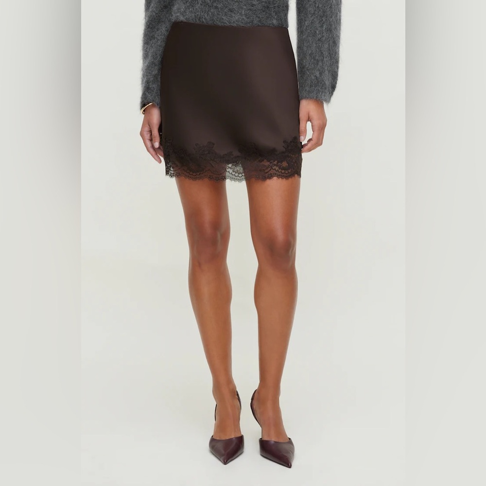 Dynamite Black Lace Trim Mini Skirt